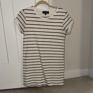 Lulus White and Black Striped T-Shirt Dress